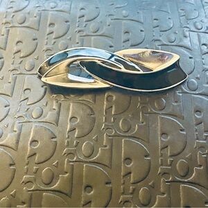 Vintage Givenchy Silver & Black Enamel Brooch